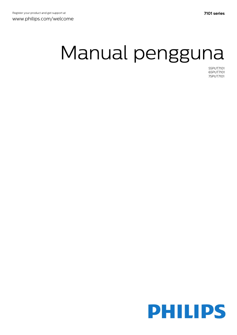 Page 1 of the manual Quick Start Guide Philips 65PUT7101