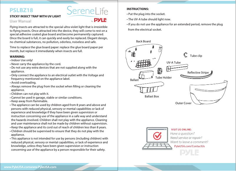 Page 1 of the manual User Manual SereneLife PSLBZ18