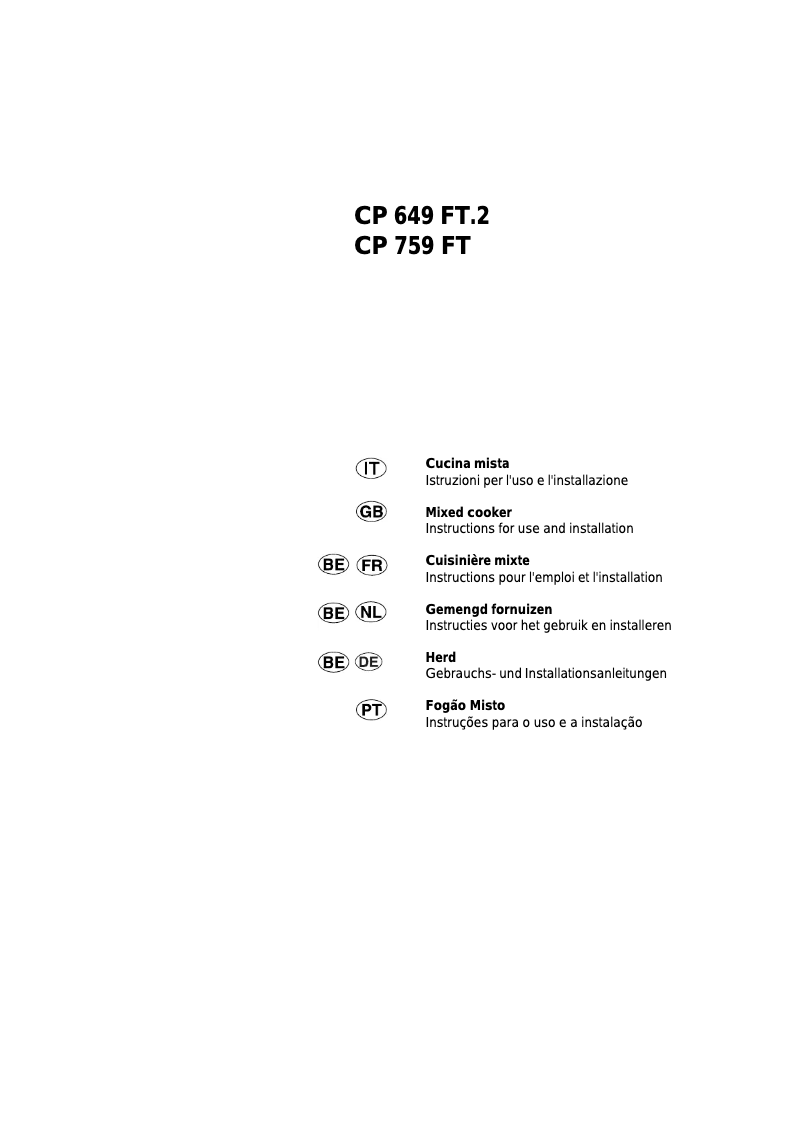 Page 1 of the manual User Manual Ariston Thermo CP 649 FT