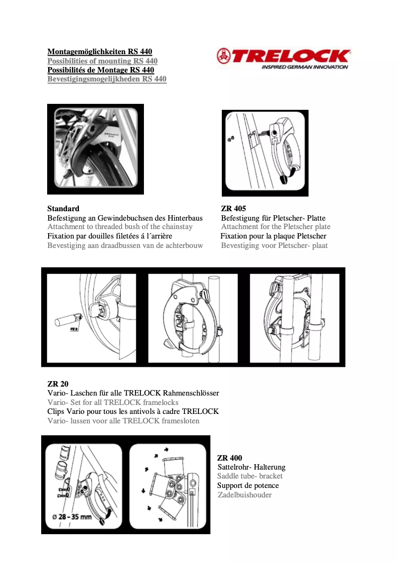 First page image of the manual for RS 440