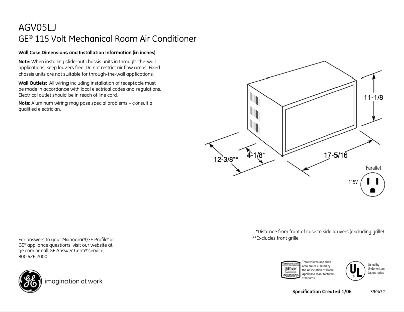 First page image of the manual for AGV05LJ