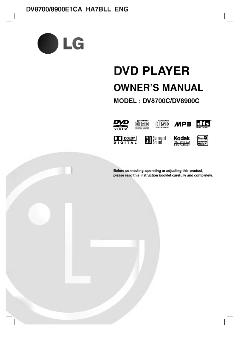 First page image of the manual for DV8900E1CA