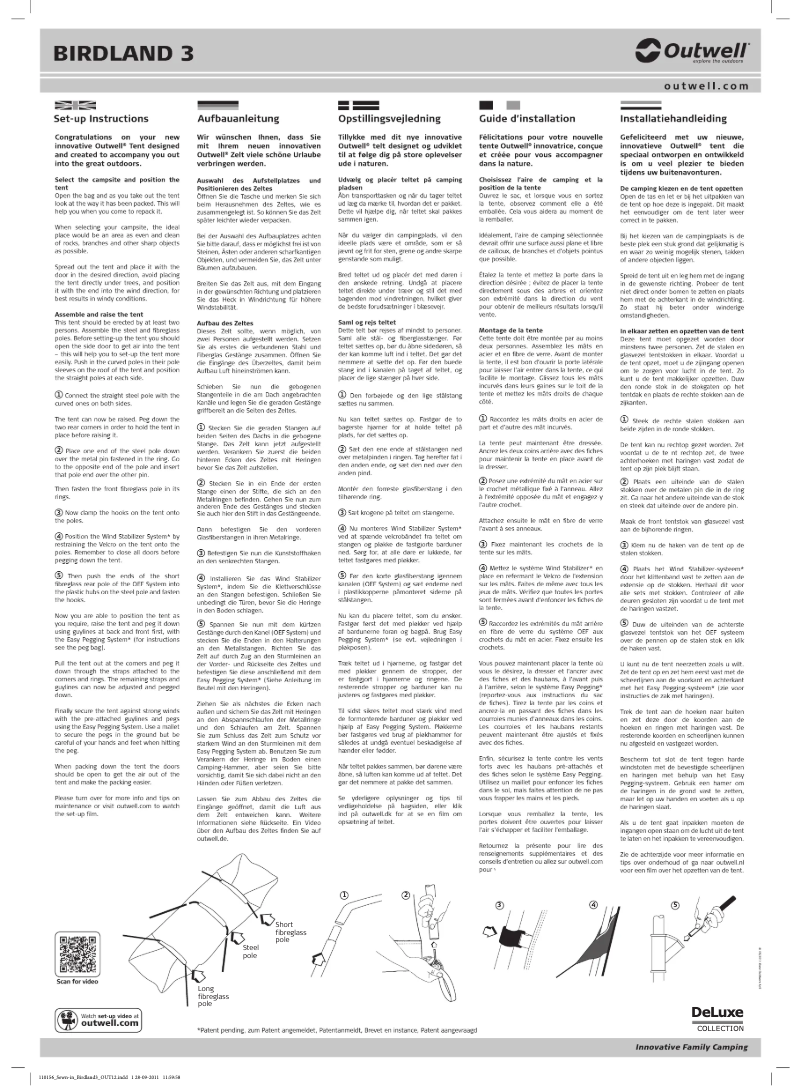 Page 1 of the manual User Manual Outwell DeLuxe Green Birdland 3