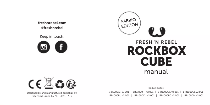 Page 1 of the manual User Manual Fresh 'n Rebel Rockbox Cube