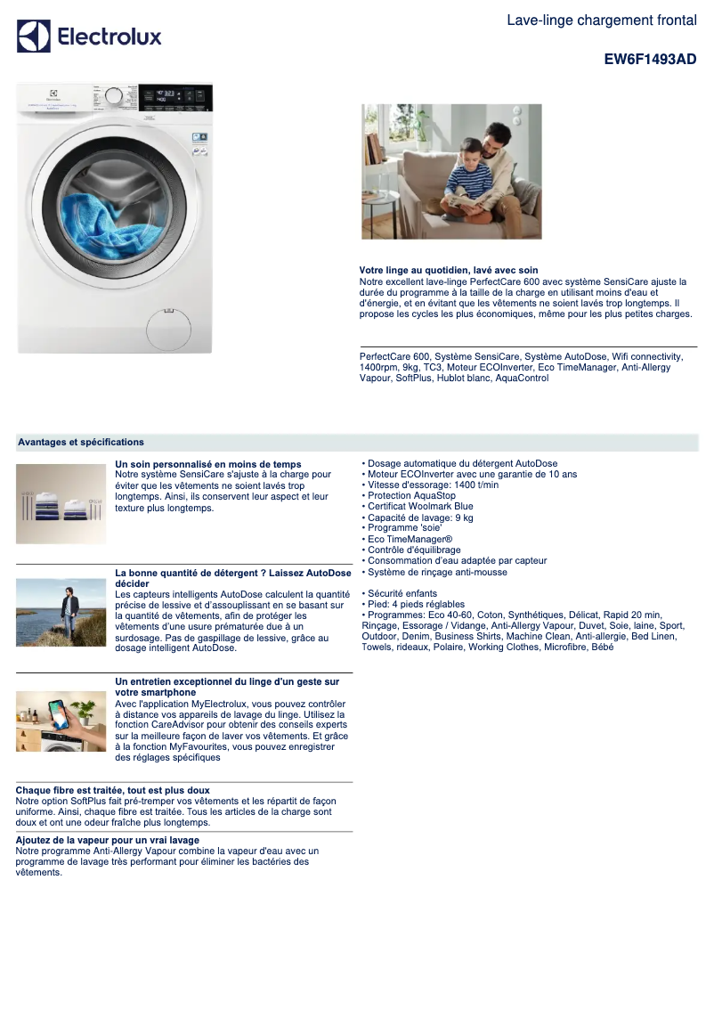 First page image of the manual for EW6F1493AD