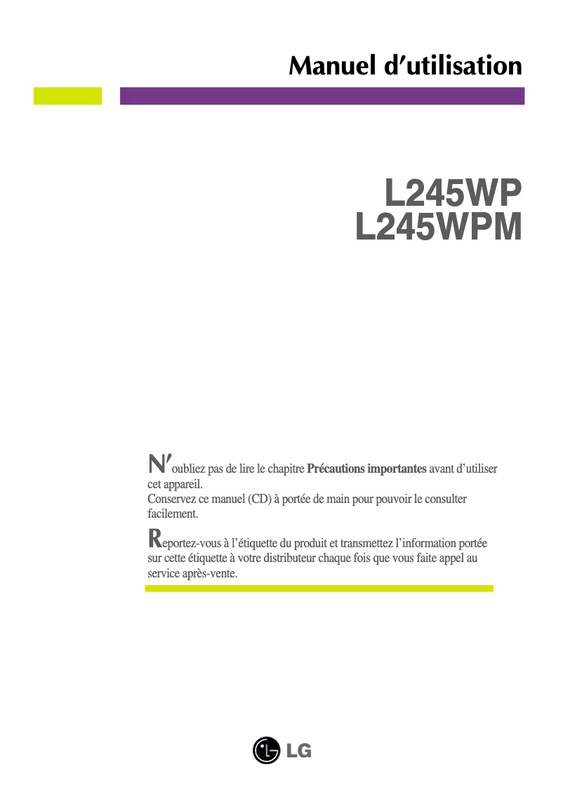 First page image of the manual for L245WP