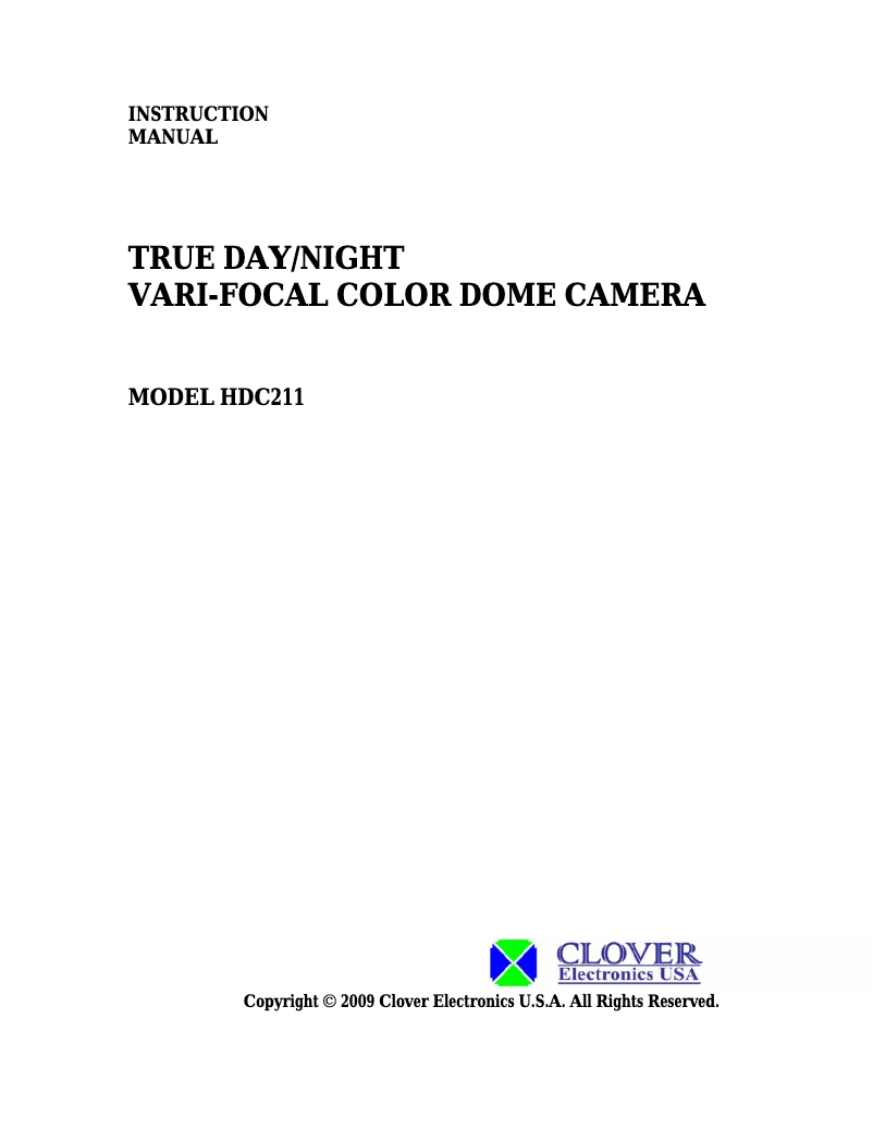 Page 1 of the manual User Manual Clover Electronics HDC211