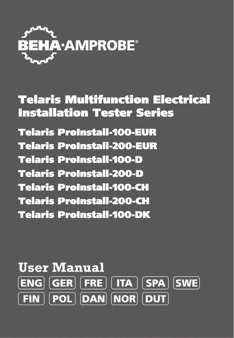 First page image of the manual for Telaris ProInstall-100-D