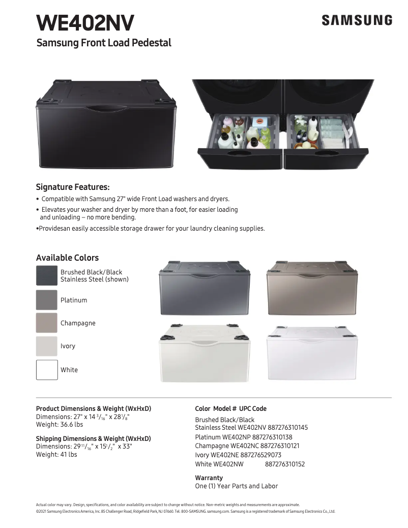 First page image of the manual for WE402NE