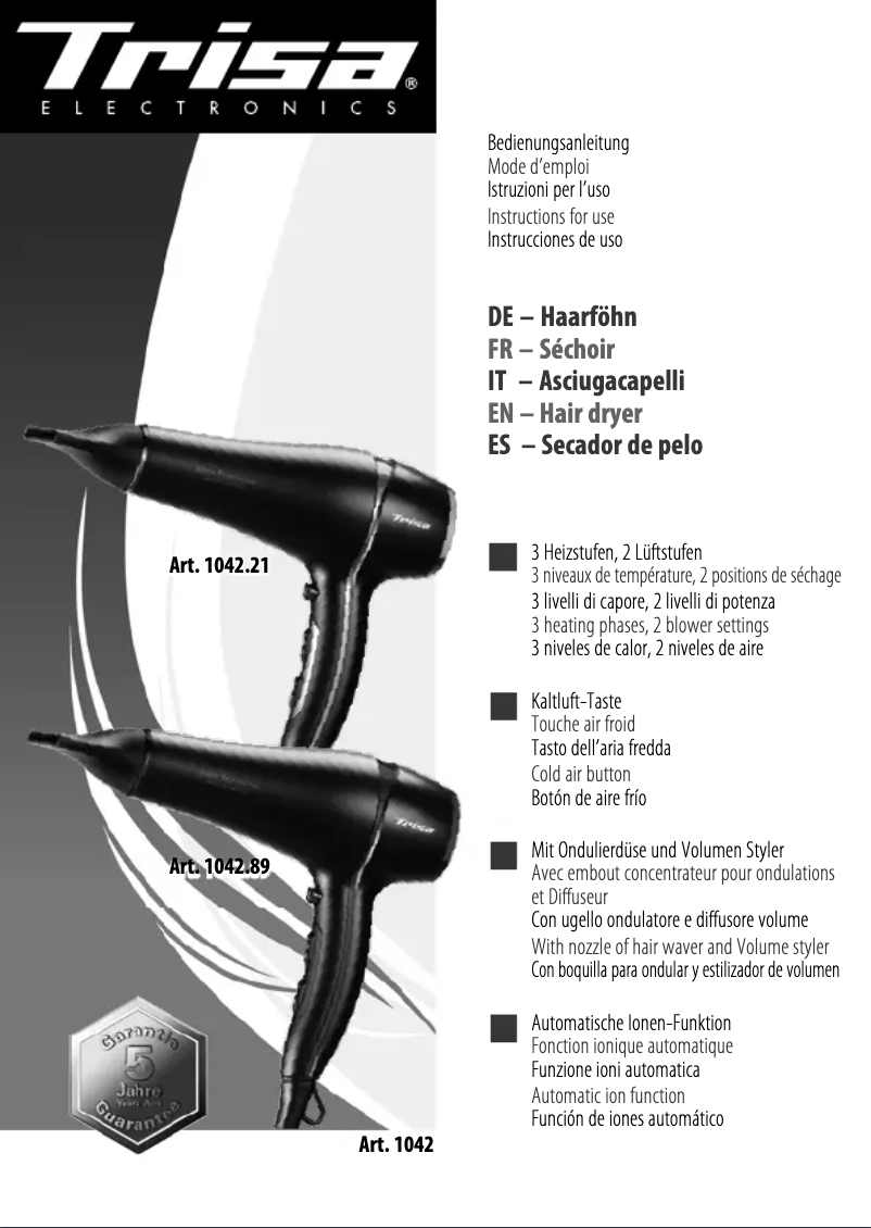 Page 1 of the manual User Manual Trisa Salon Professional