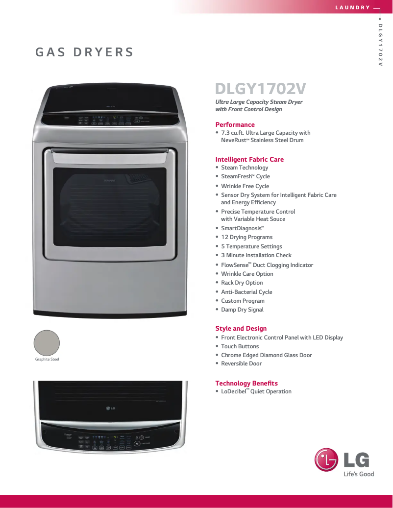 Page 1 of the manual Technical Sheet LG DLGY1702V