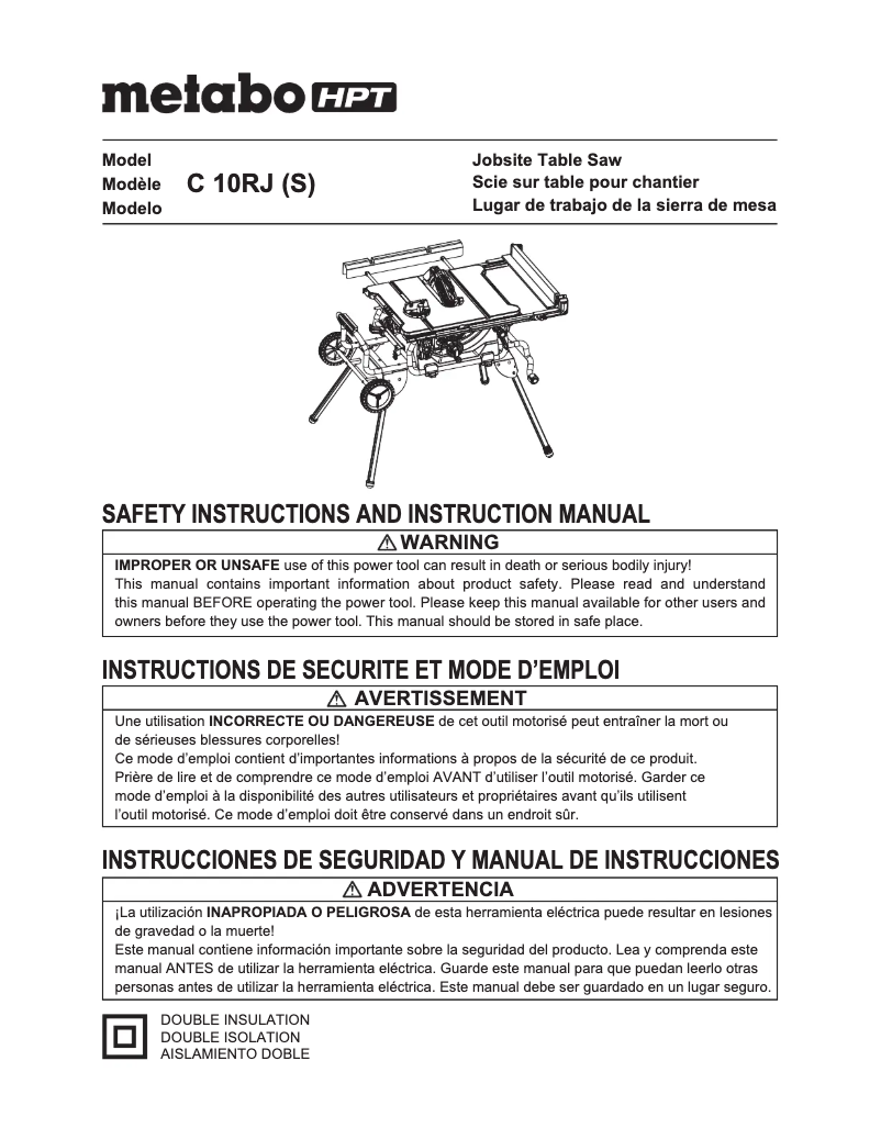 Page 1 of the manual User Manual Metabo C10RJ