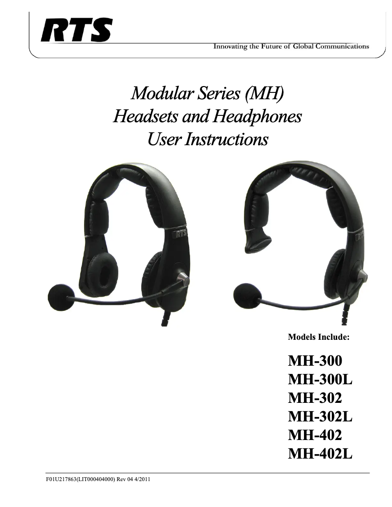 First page image of the manual for MH-302