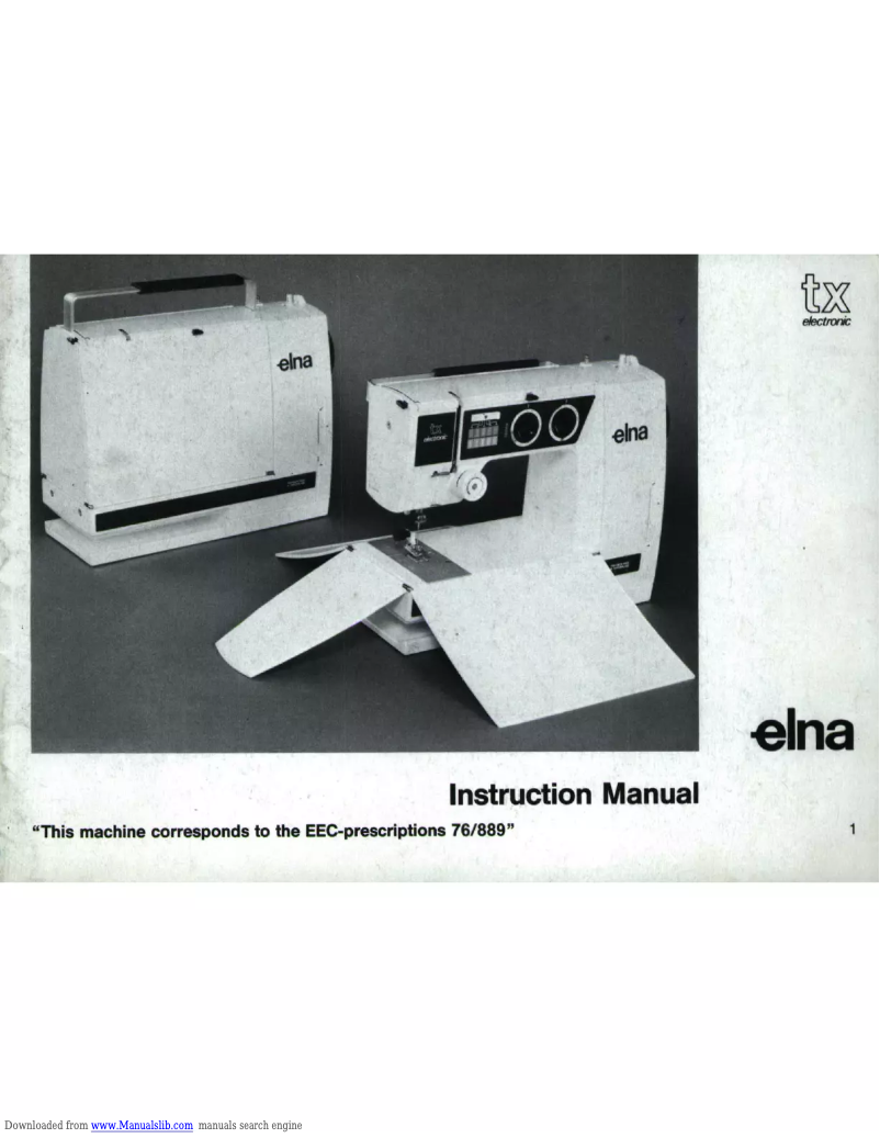 Page 1 of the manual User Manual Elna TX Electronic