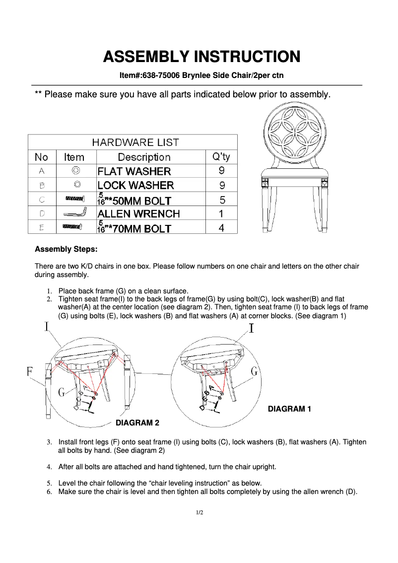 Page 1 of the manual User Manual Hooker 638-75006