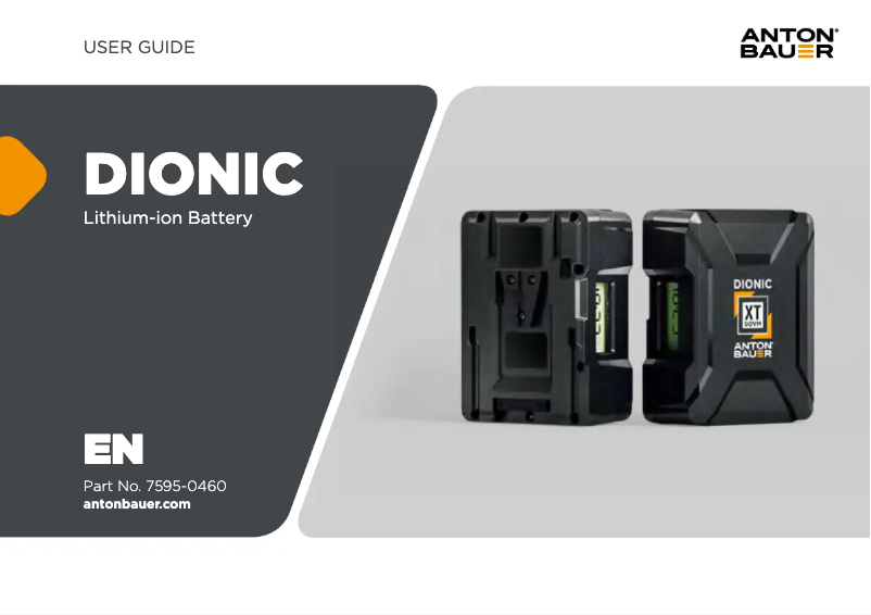 Page 1 of the manual User Manual Anton/Bauer DIONIC XT90