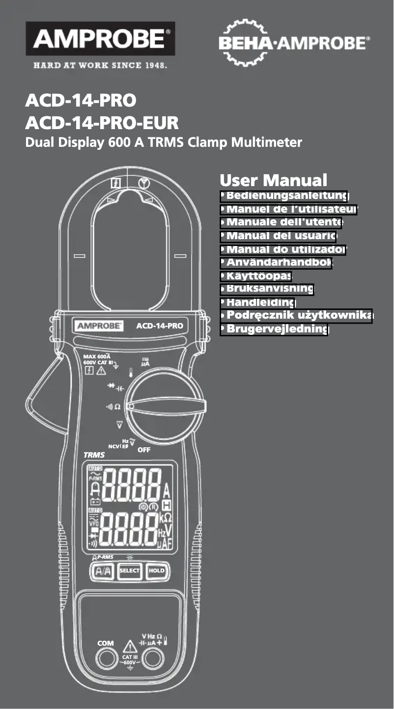 Page 1 of the manual User Manual Beha-Amprobe ACD-14-PRO-EUR