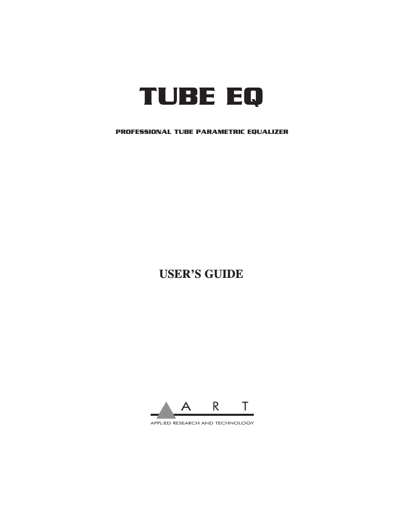 Page 1 of the manual User Manual ART Tube EQ