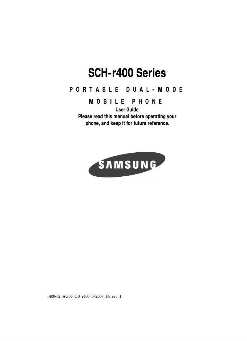 First page image of the manual for SCH-R400