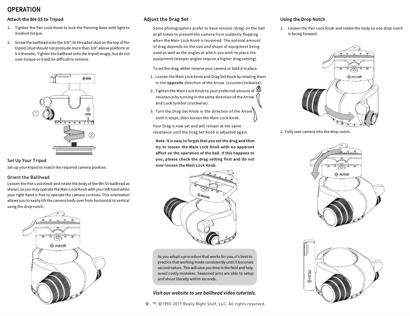 Page 1 of the manual User Manual Really Right Stuff BH-55