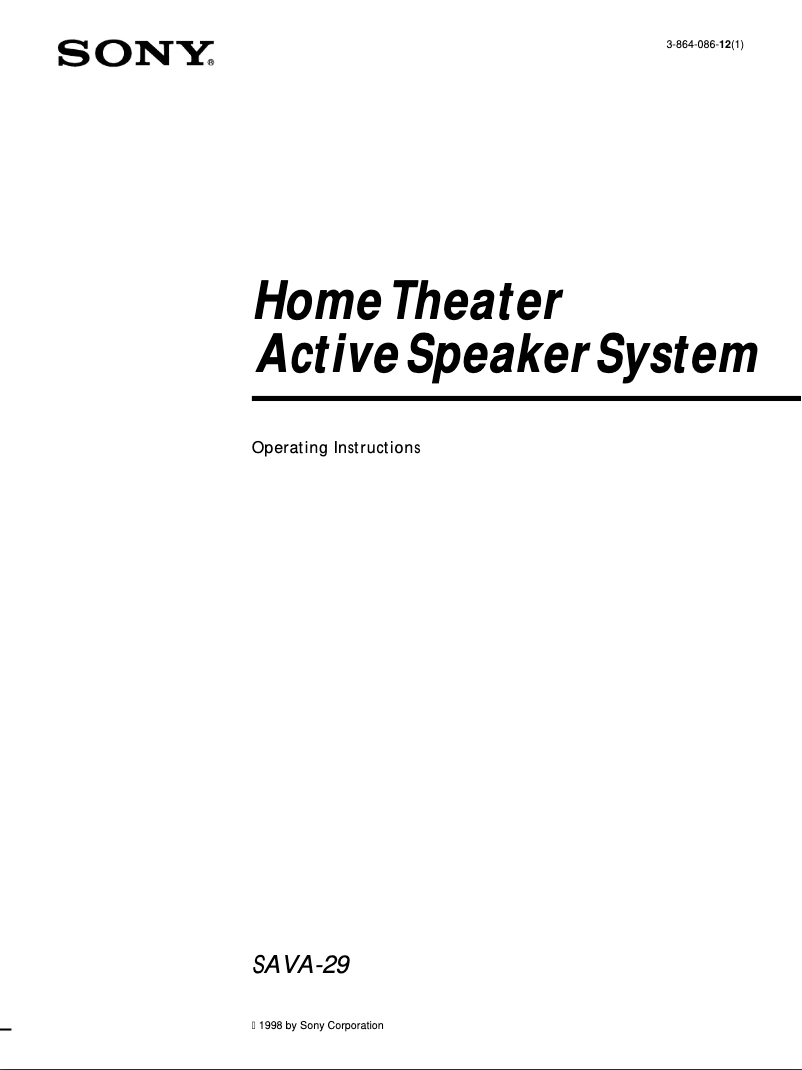 First page image of the manual for SAVA-29