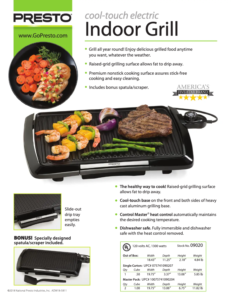 Page 1 of the manual Technical Sheet Presto Cool Touch Electric 09020
