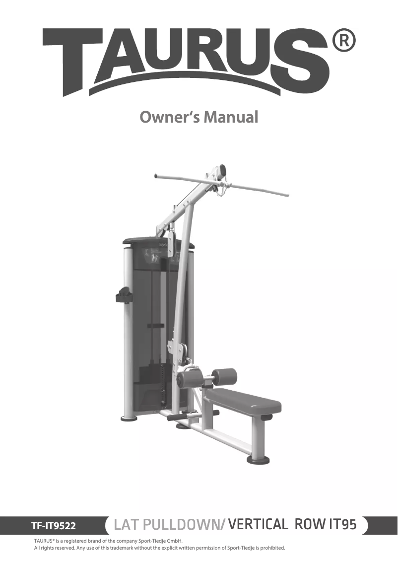 Page 1 of the manual User Manual Taurus Lat Pulldown Vertical Row IT95