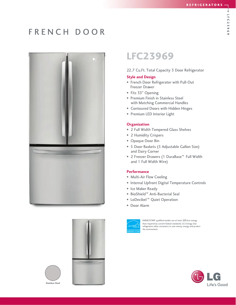 First page image of the manual for LFC23969ST