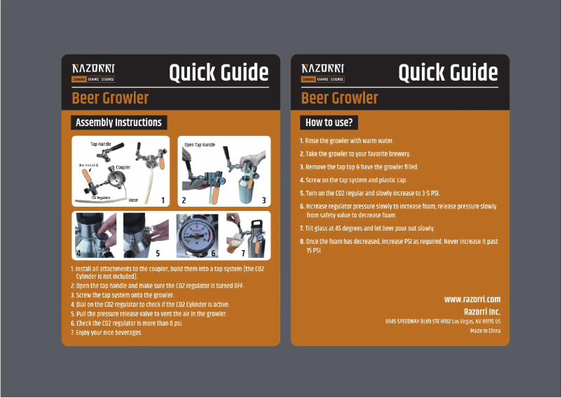 Page 1 of the manual User Manual Razorri Beer Growler GC1280Z