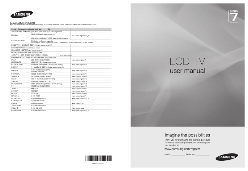 Page 1 of the manual User Manual Samsung LE-46B750U1