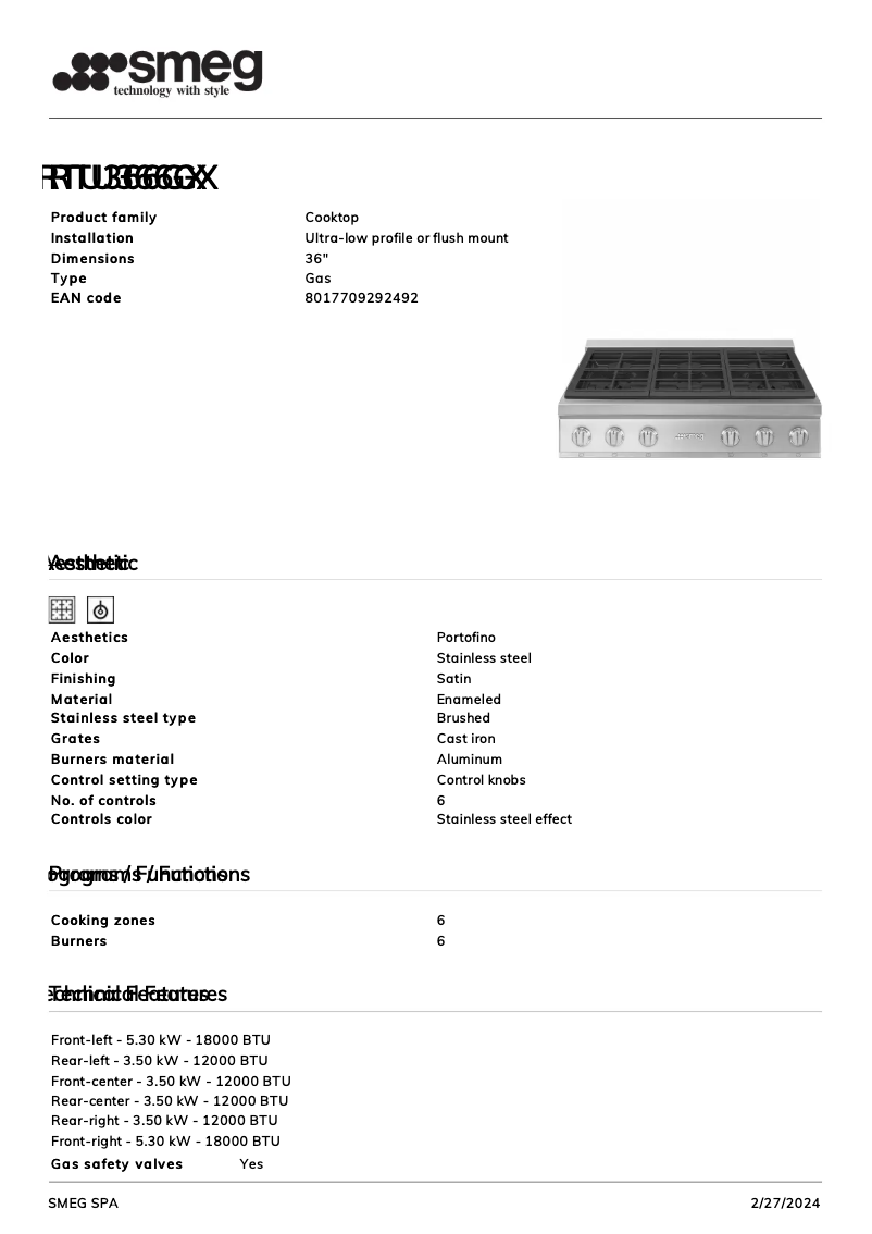 First page image of the manual for RTU366GX
