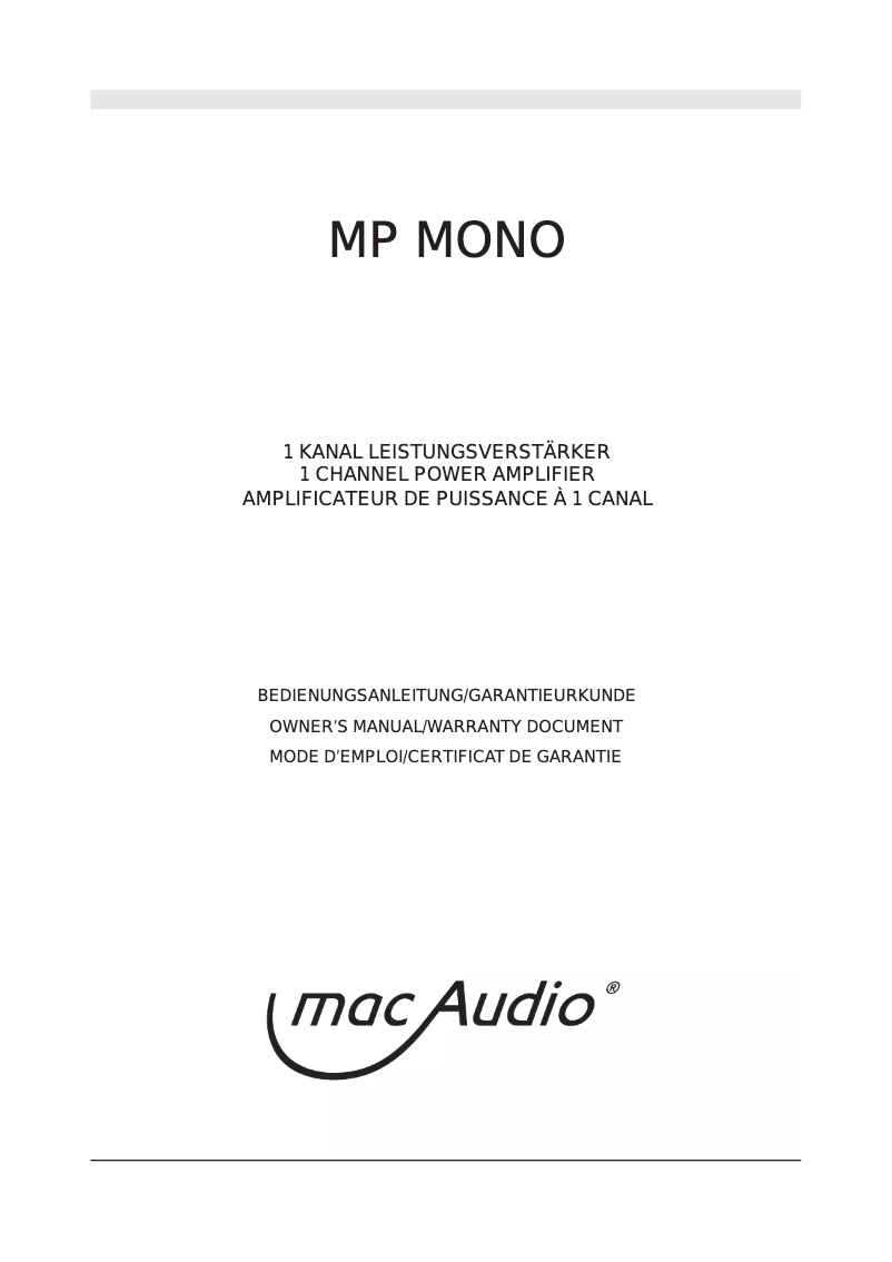 Image de la première page du manuel de l'appareil MPX Mono