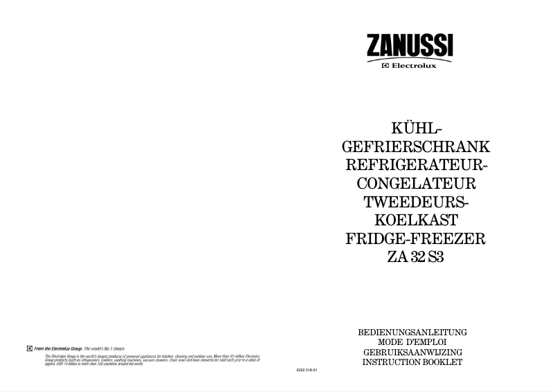 Page 1 of the manual User Manual Zanussi ZA 32 s 3