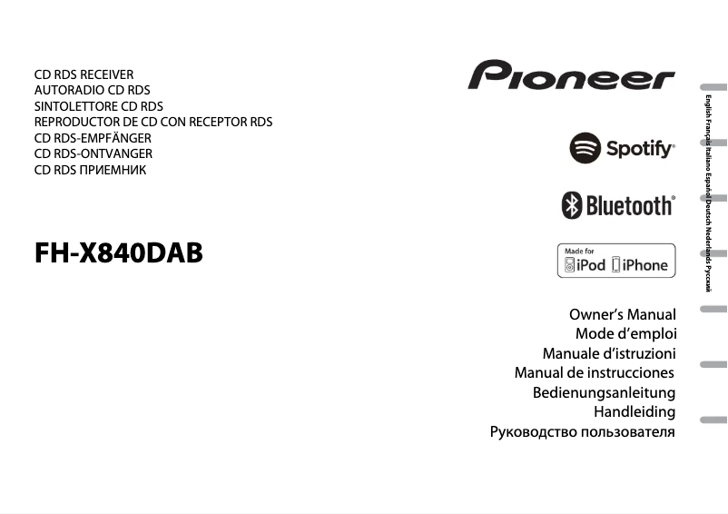 Page 1 of the manual User Manual Pioneer FH-X840DAB