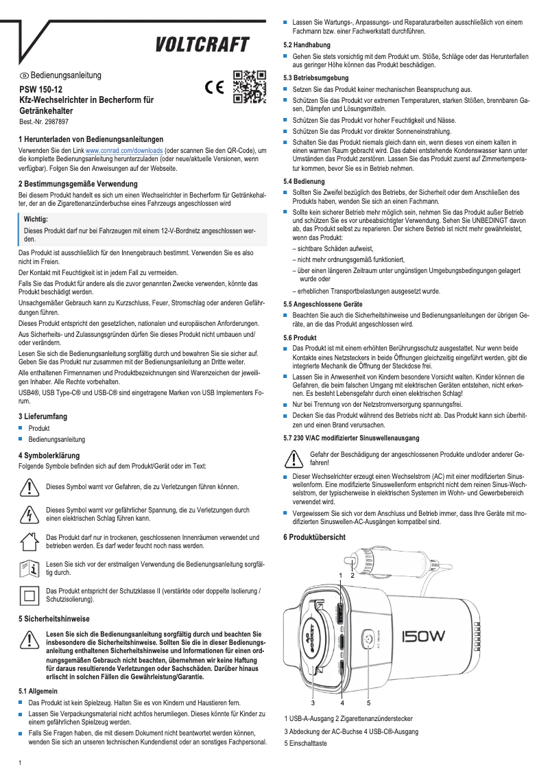 First page image of the manual for PSW 150-12