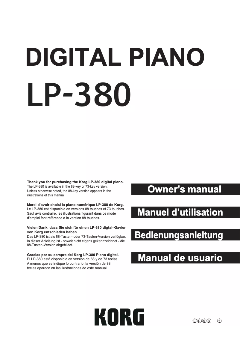 Page 1 of the manual User Manual Korg C1 Air