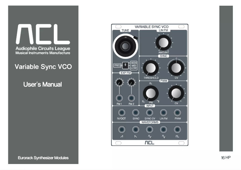 First page image of the manual for Variable Sync VCO