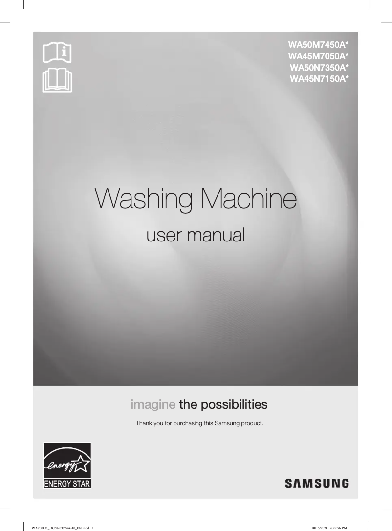 Page 1 of the manual User Manual Samsung WA45M7050AW