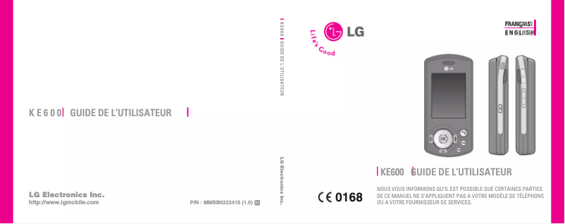First page image of the manual for KE600