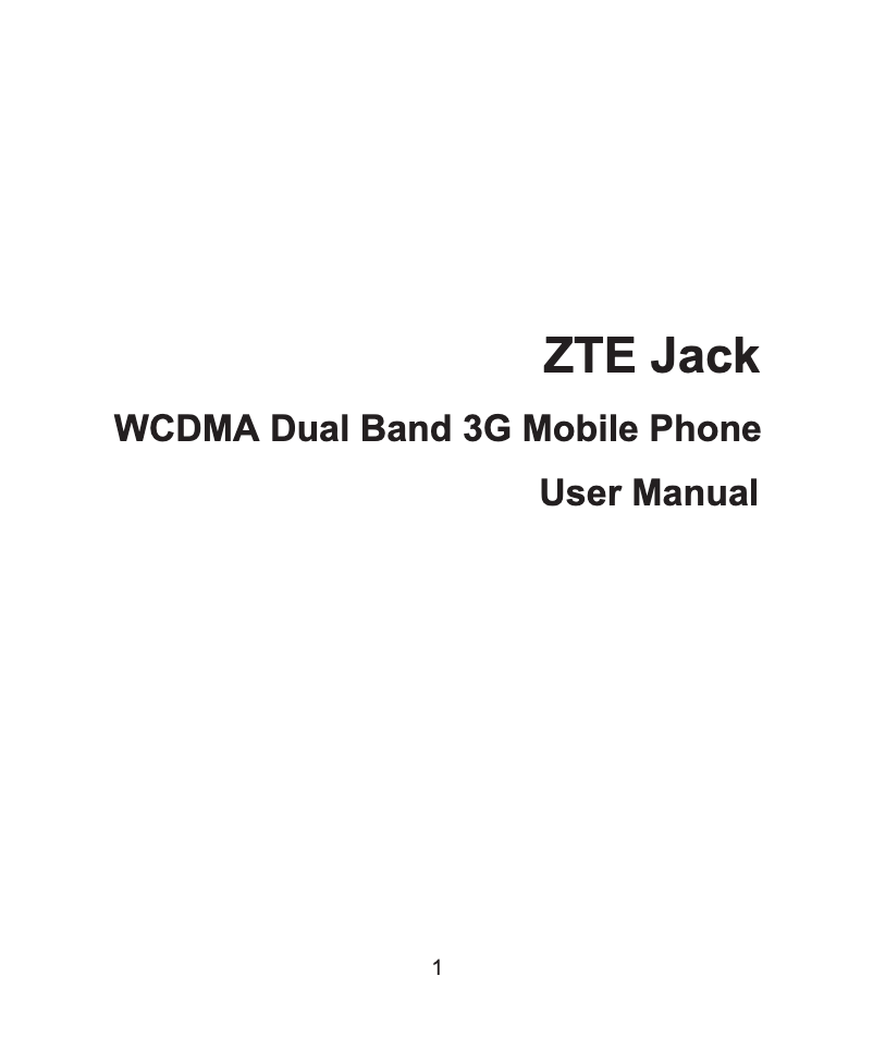 Page 1 of the manual User Manual ZTE Jack