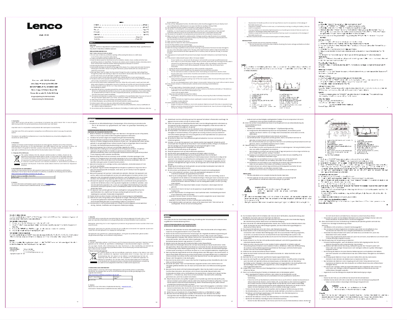 Page 1 of the manual User Manual Lenco CR-18