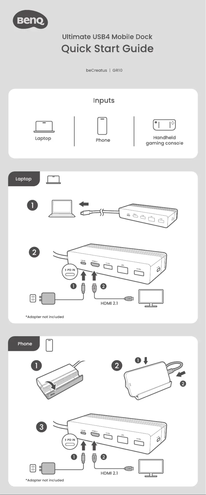 Page 1 de la notice Guide de démarrage rapide BenQ beCreatus GR10