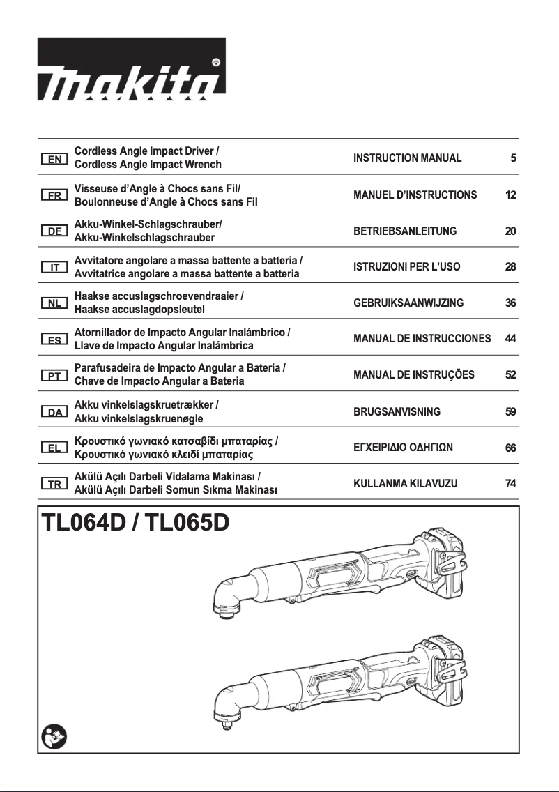 Page 1 of the manual User Manual Makita TL064D