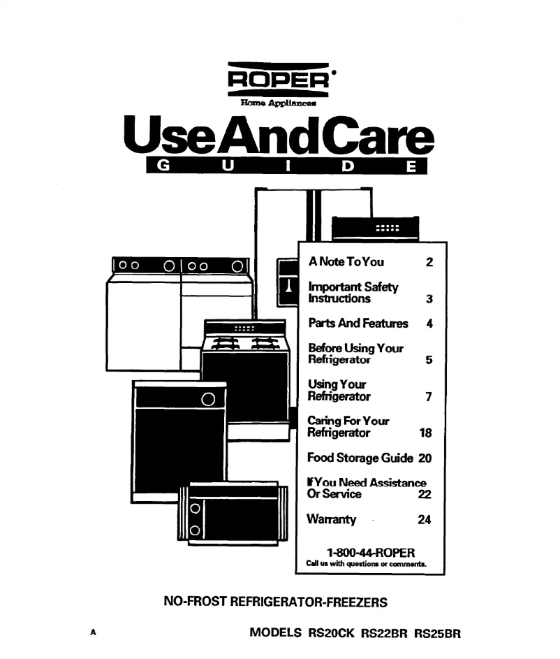 Page 1 of the manual User Manual Roper RS20CKXAW02