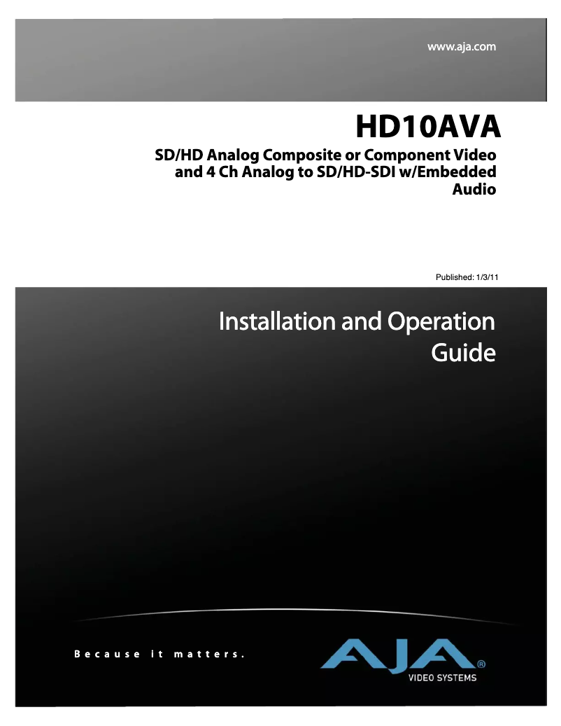 First page image of the manual for HD10AVA