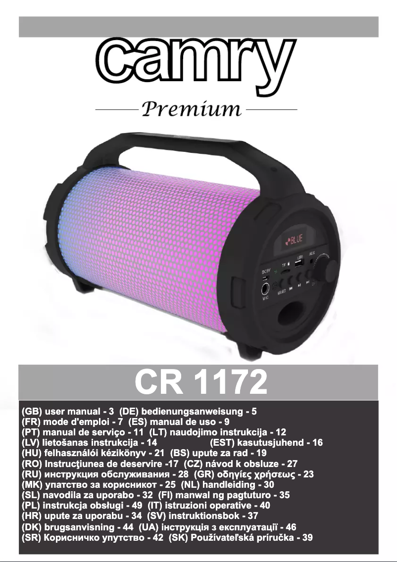 Page 1 of the manual User Manual Camry CR 1172