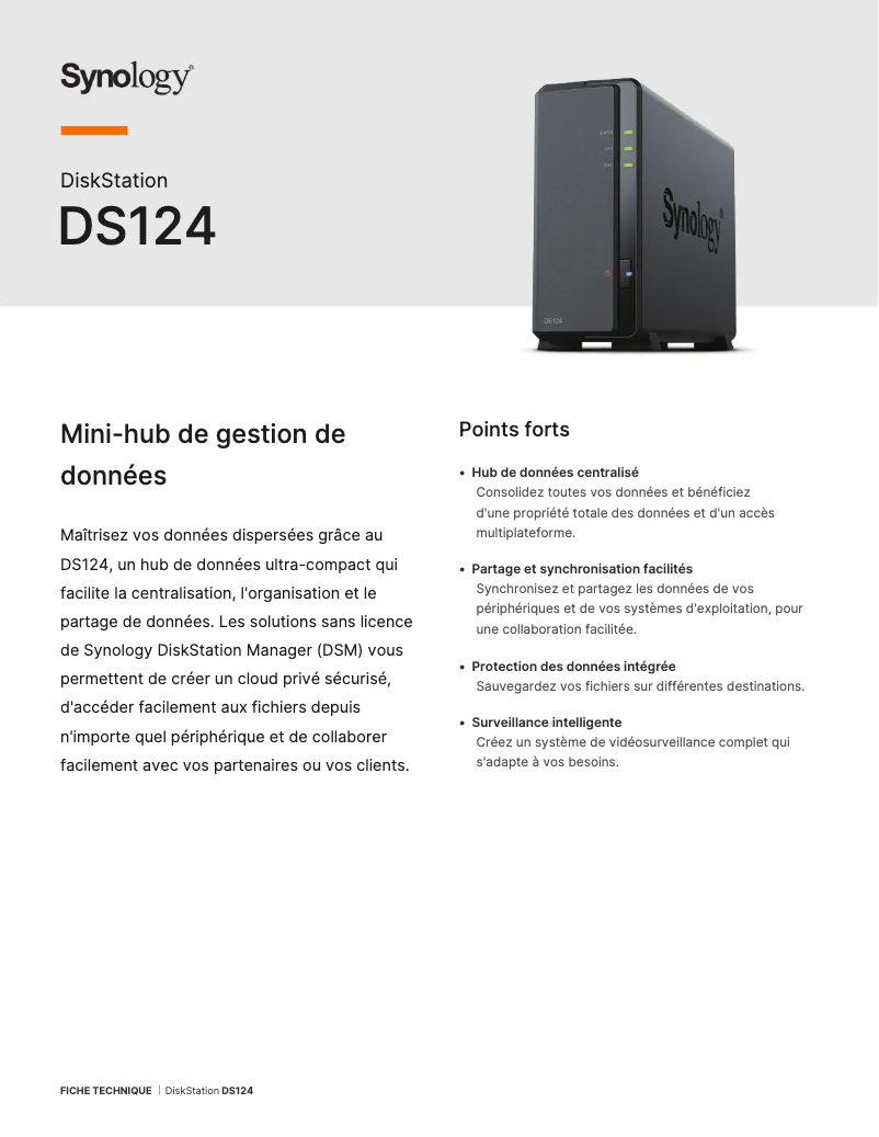 First page image of the manual for DiskStation DS124