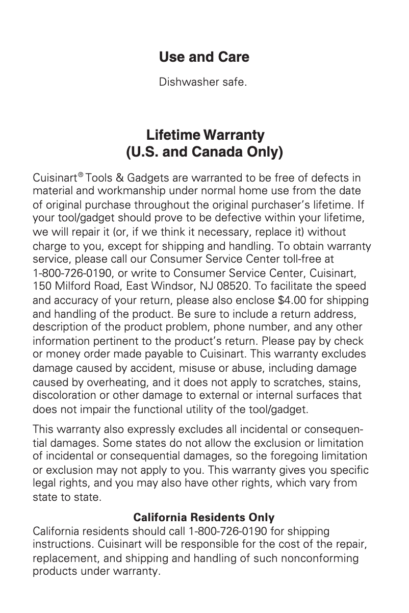 Page 1 of the manual User Manual Cuisinart CTG-00-SWR