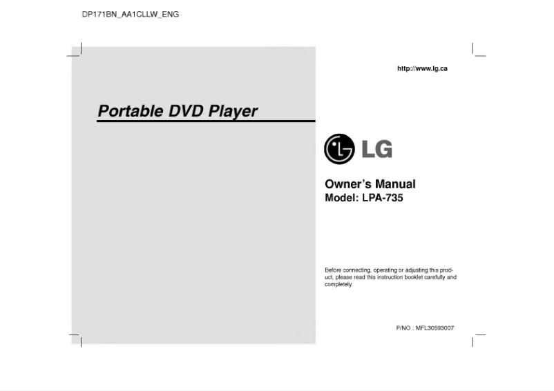 First page image of the manual for DP171BN