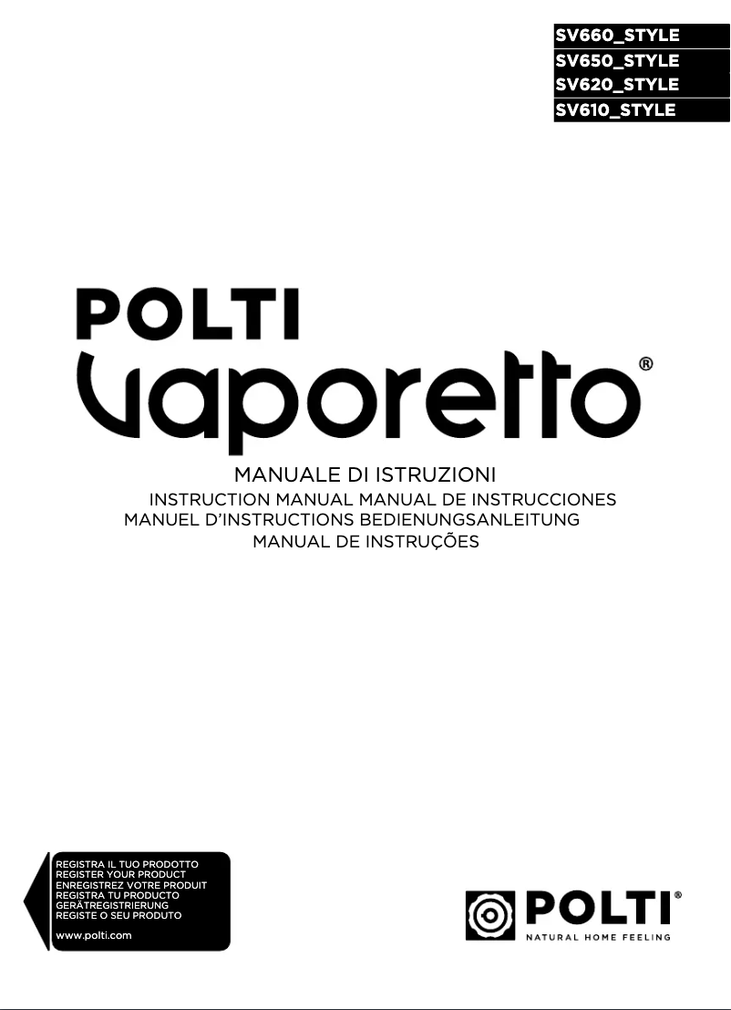 First page image of the manual for Vaporetto SV620 Style
